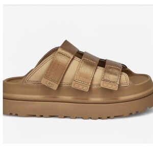 UGG GoldenGlow Slide Sandal Platform Sand Brown Comfort Adjust Lightweight NWT